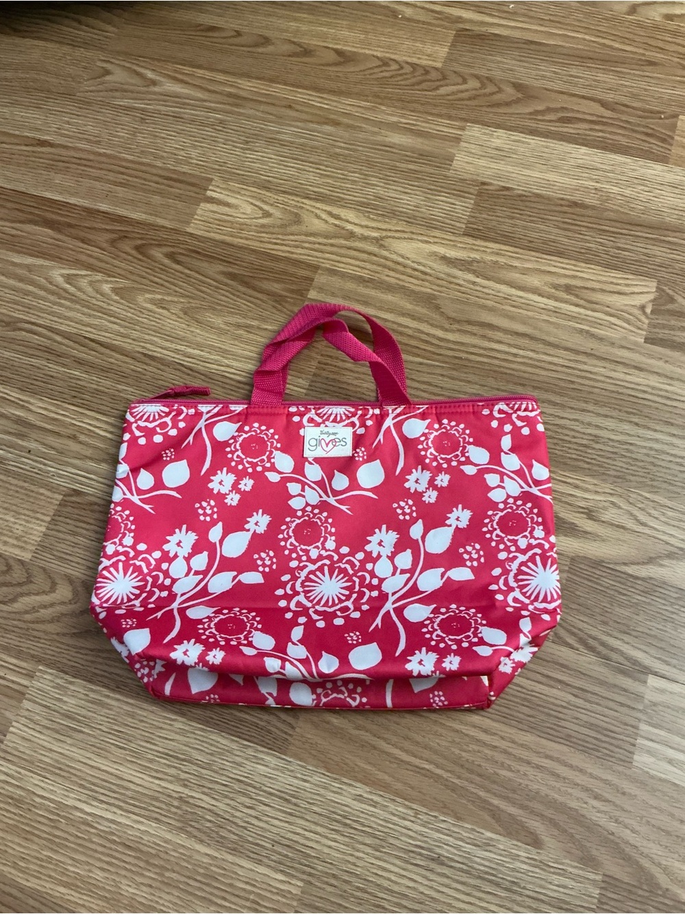 Thirty One Pink & White Floral Lunch Tote Bag